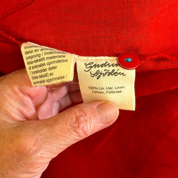 Gudrun Sjoden “Ester” Woven Linen Dress, Parrot Red, Size Medium - Picture 10 of 12